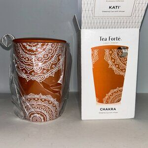 Tea Forte Kati Cup Chakra Terra Orange Cup w/Infuser Basket & Lid 12 oz